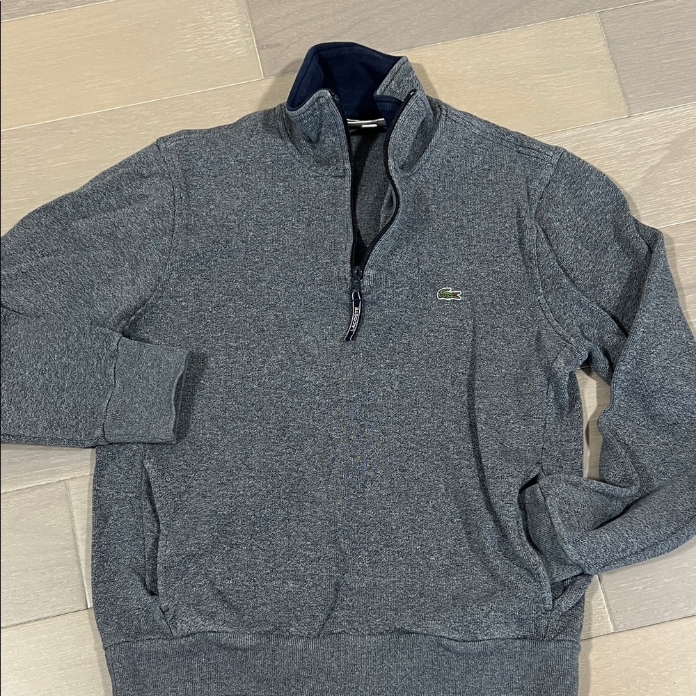 Lacoste Men's Gray Quarter Zip-Up Sweatshirt size S